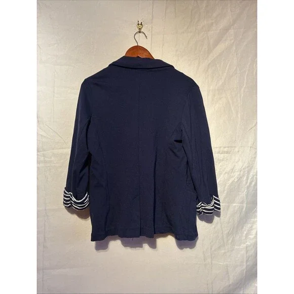 Gibson Navy Knit Blazer Cardigan Womens Medium Open Front Stretch Career - Picture 4 of 11